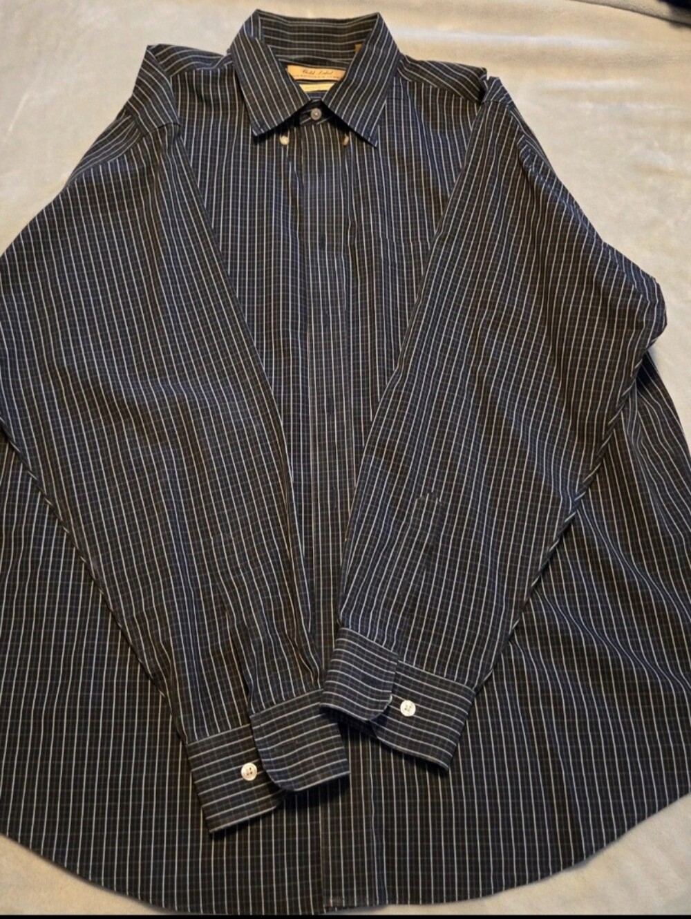 XL Black/white/Brown Long Sleeve Gold Lable Roundtree & Yorke Button up